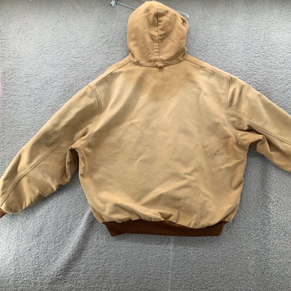 Vtg USA Made Carhartt J03 Coat Men's 2XL Brown Cotton Duck Hooded Jacket Hoodie - Picture 3 of 12